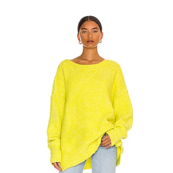 Free People Sweaters - Free People Women's Moira Slouchy Tunic Sweater Citron Sun, Size Small